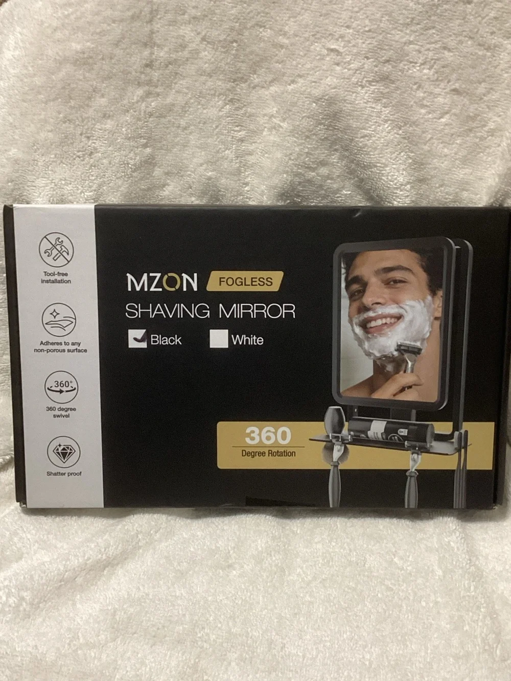 Fogless Shaving Shower Mirror - Black NEW